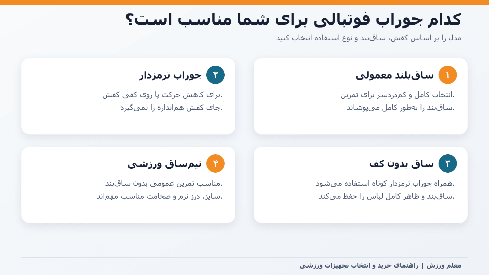 اینفوگرافیک مقایسه انواع جوراب فوتبالی